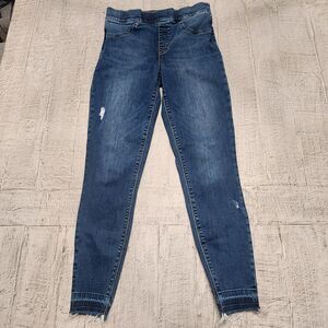 Spanx Distressed Ankle Skinny Jeans Women's‎ M High Rise Stretch Denim Raw Hem